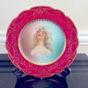 Antique MZ Austria Hand Painted gold Plate